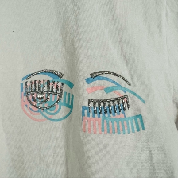 Chiara Ferragni Women's White/Pink/Blue Top Size Medium - Picture 5 of 9